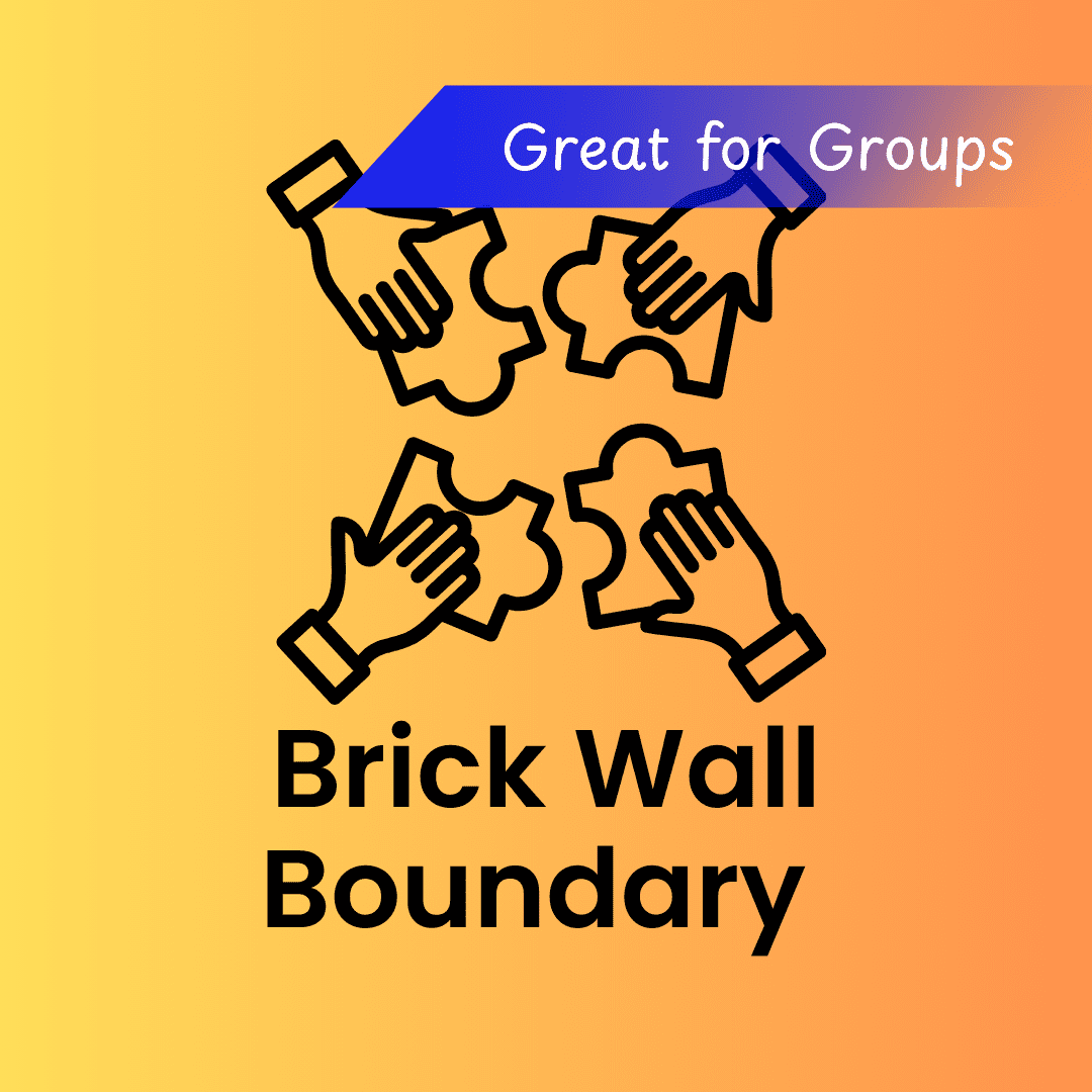 Group activity tool titled Brick Wall Boundary with puzzle piece collaboration imagery.