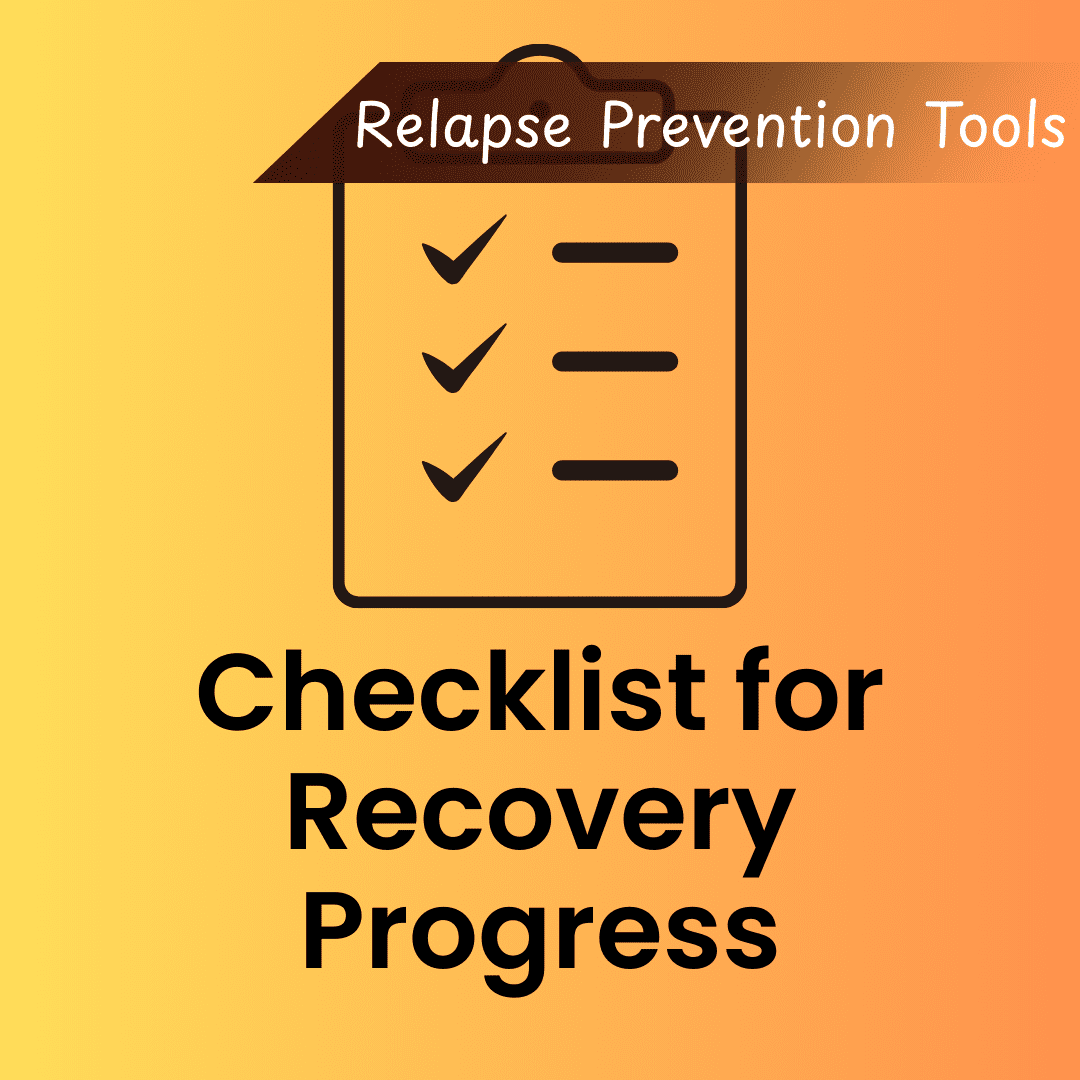 Recovery progress checklist icon with relapse prevention ribbon.