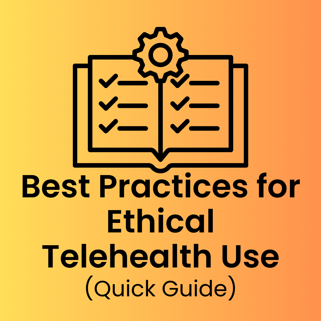 Best Practices for Ethical Telehealth Use - open book checklist with gear.