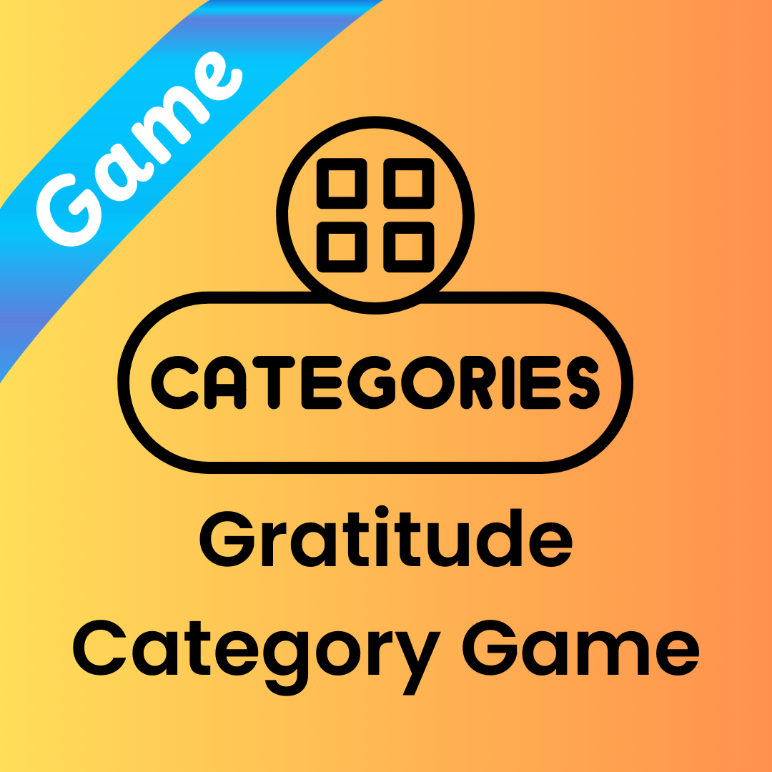Gratitude-focused category game for recovery-based therapy sessions