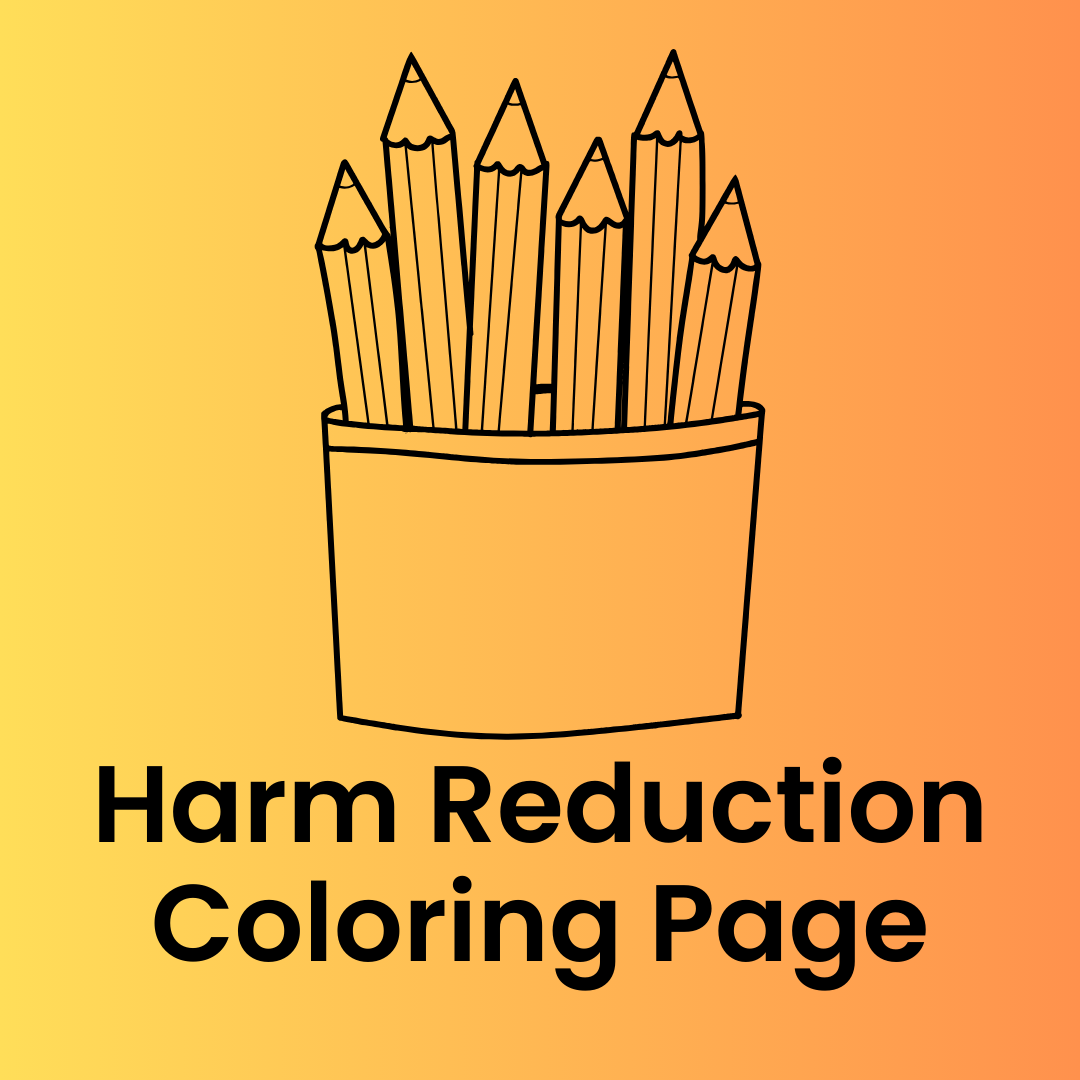 Harm reduction coloring page icon featuring a container of coloring pencils.