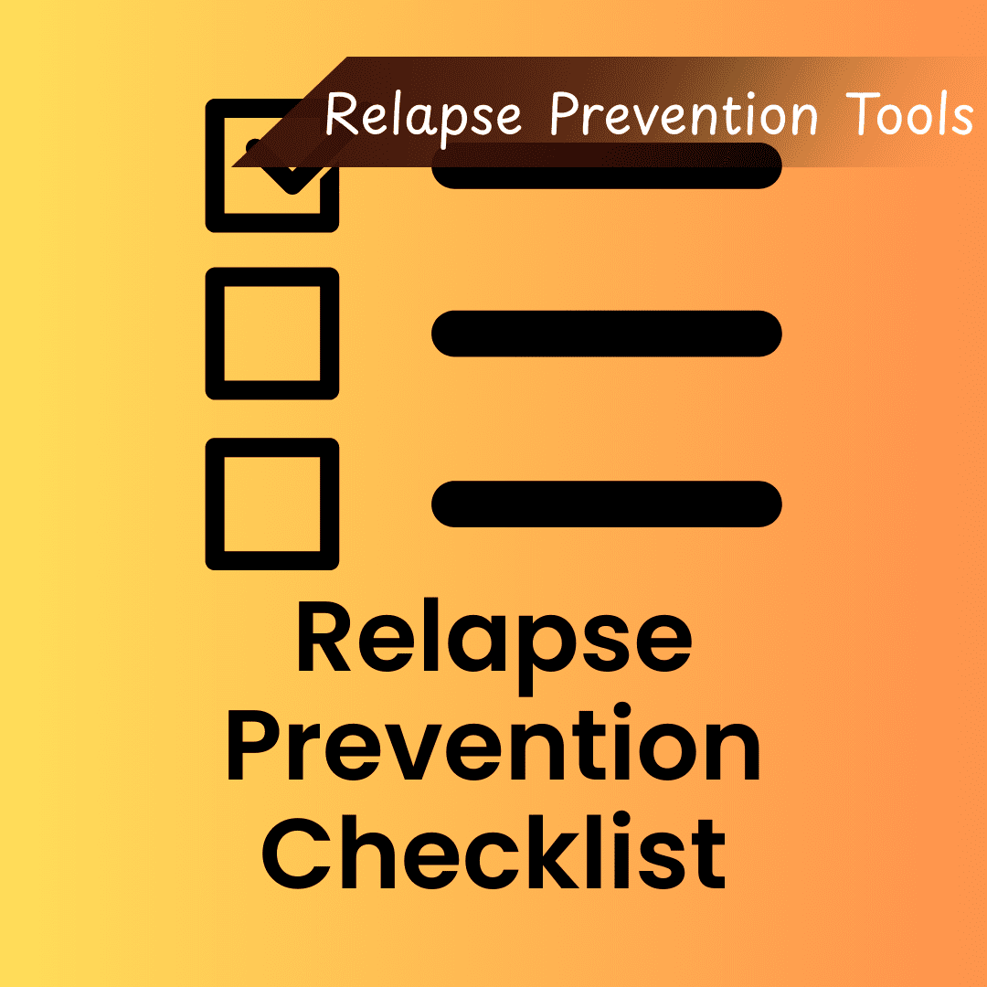Three-item checklist icon, titled: Relapse Prevention Checklist – Relapse Prevention Tools