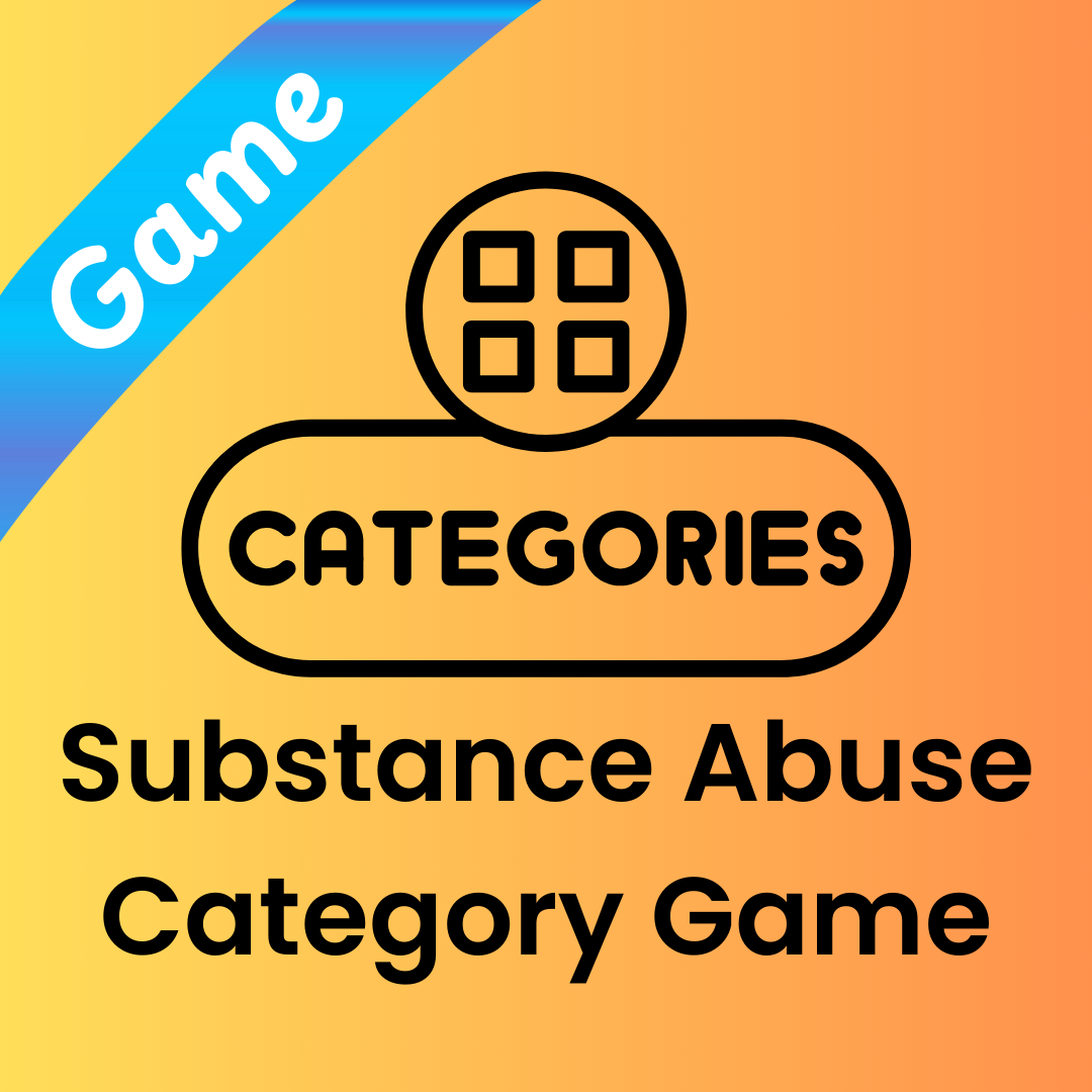 Educational game tile for Substance Abuse Category Game, designed to reinforce knowledge of addiction concepts.