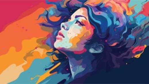 Abstract illustration of a counselor deep in reflection, surrounded by warm and cool tones.