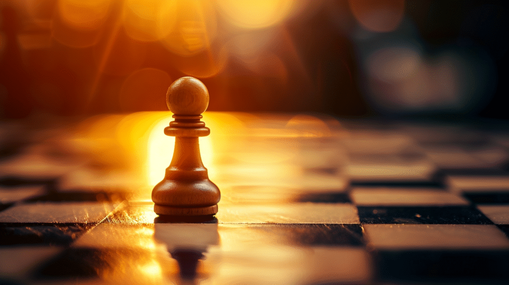 A single wooden chess pawn stands illuminated on a chessboard, symbolizing how small clinical moves can influence long-term recovery, even when progress is slowed by client relapse.
