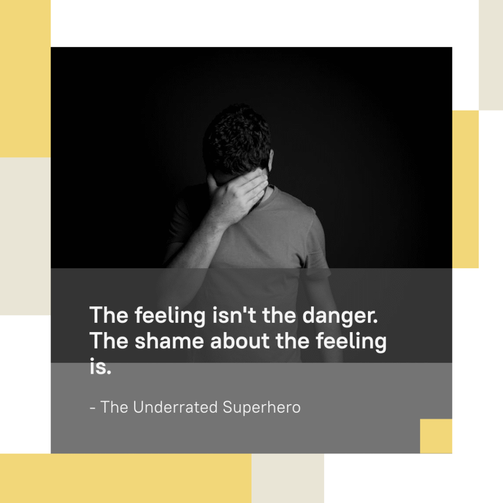 Reflective quote image highlighting that shame, not Therapist Attraction to Client itself, creates risk when feelings are unaddressed.