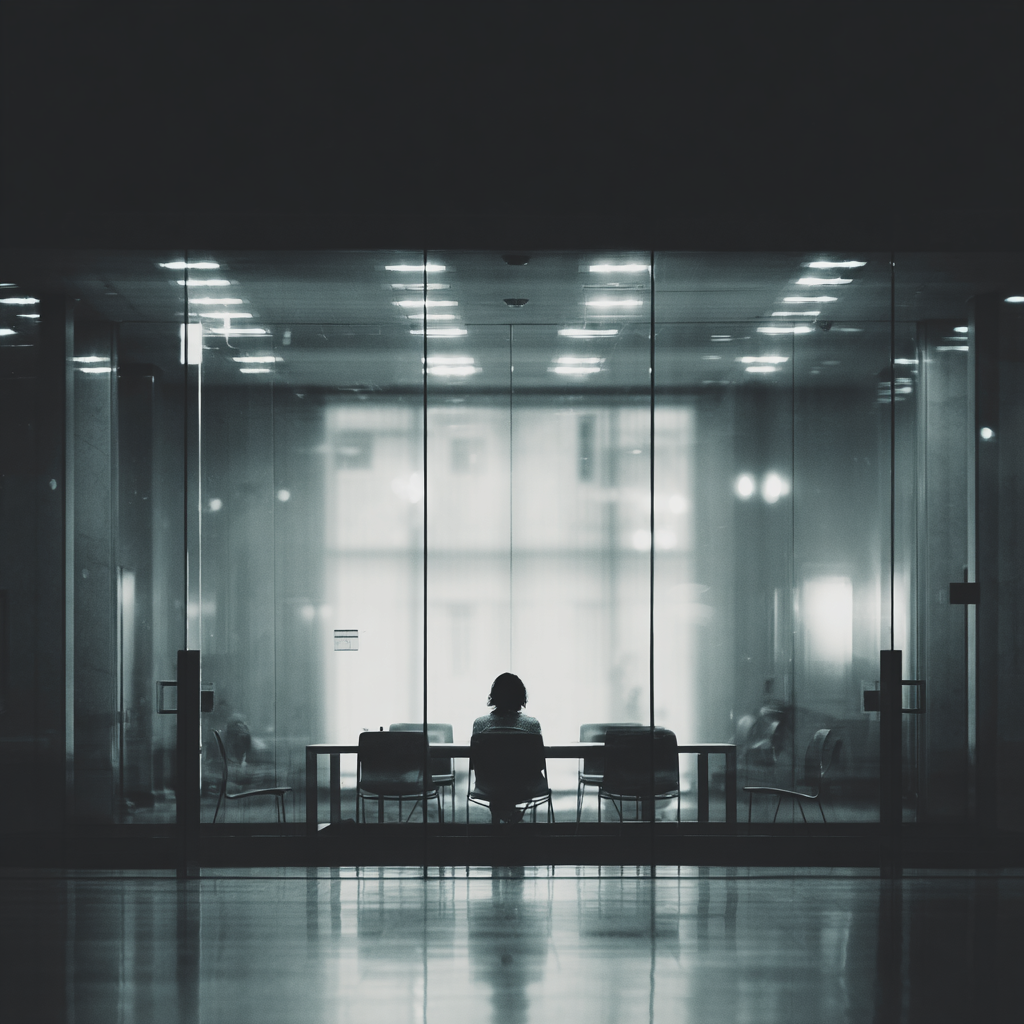 Individual sitting alone at a table in a quiet room symbolizing isolation reflection and the emotional work involved in managing relapse