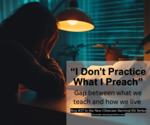 Quote graphic person reading a book at a desk under a warm lamp with the text I Dont Practice What I Preach overlaid