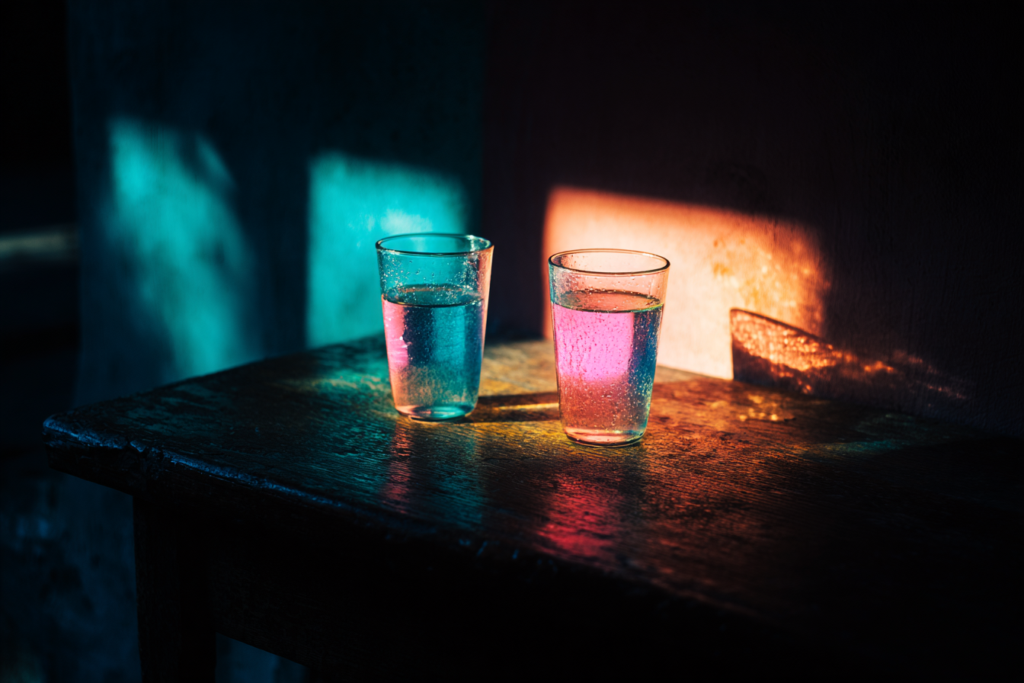 theunderratedsuperheroTwoglassesofwateronalowwoodent9323af1fff71462ab4e0b3ba4d08a0d62 The Underrated Superhero Two glasses of water on a table in dramatic dusk light reflecting the conversation that precedes mandated reporting